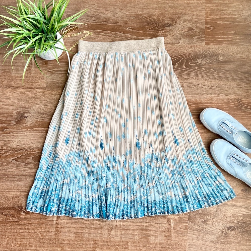 🌼Teal Floral Midi Skirt